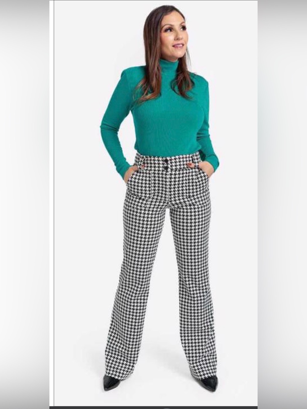 LuLaRoe Emery Houndstooth Wide Leg Pants, Size Large, NWT - Picture 5 of 6